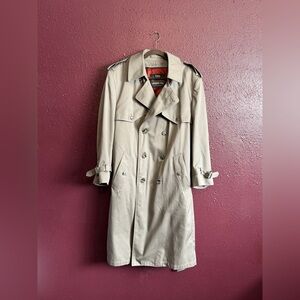 TOWNE London Fog Trench Coat Mens 42 Short 40S Double Breasted Zip Out Lining